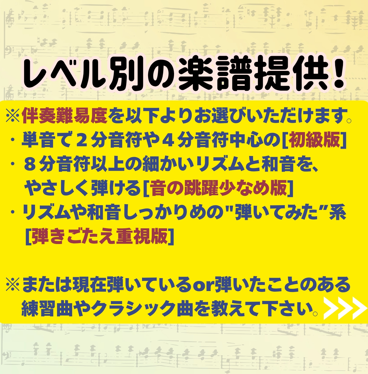 鼻歌・旋律の耳コピからピアノ演奏用の楽譜を作ります 伴奏アレンジ・追加メロディ作曲もOK！あなたの一曲を整えます イメージ3