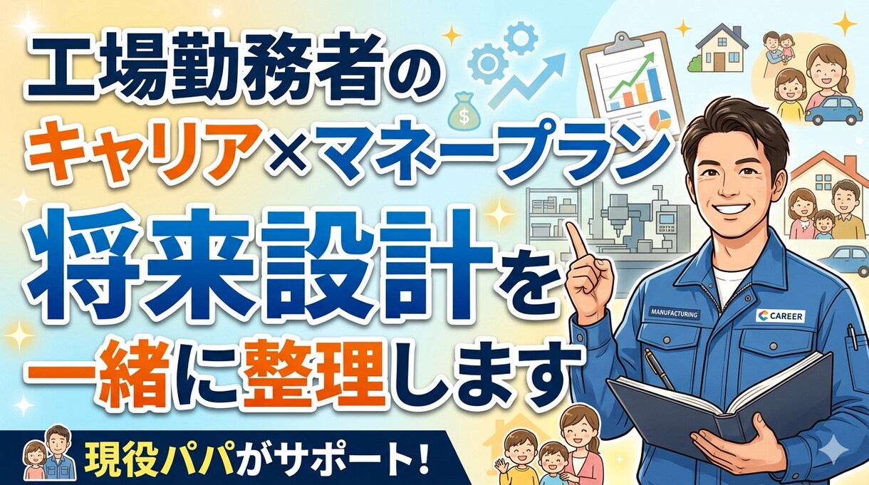 工場勤務者のキャリア×マネープランを整理します 製造業勤務の現役パパが将来設計を一緒に整理します イメージ1