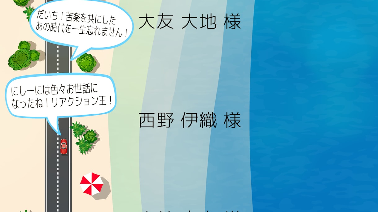 ハネムーン風【エンドロール】をプロが製作します 「可愛いしゲスト一人ずつへのメッセージが嬉しい！」と好評です イメージ5