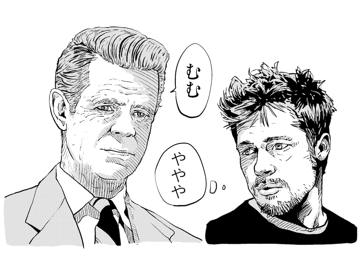 マンガ風似顔絵(モノクロ)描きます アイコン、プレゼントや年賀状、ウェルカムボードに イメージ2