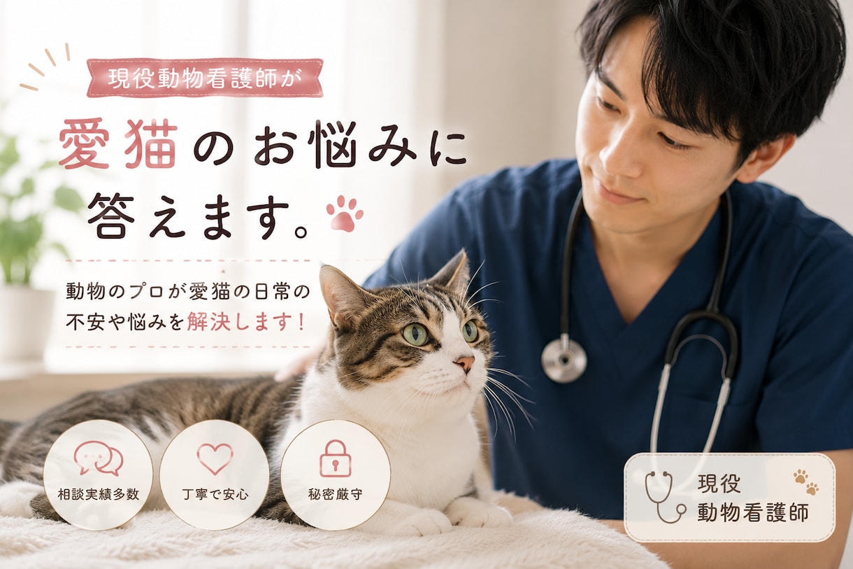 現役動物看護師【初回価格】愛猫のお悩みに答えます 動物のプロが愛猫の日常の不安や悩みを解決します！ イメージ1