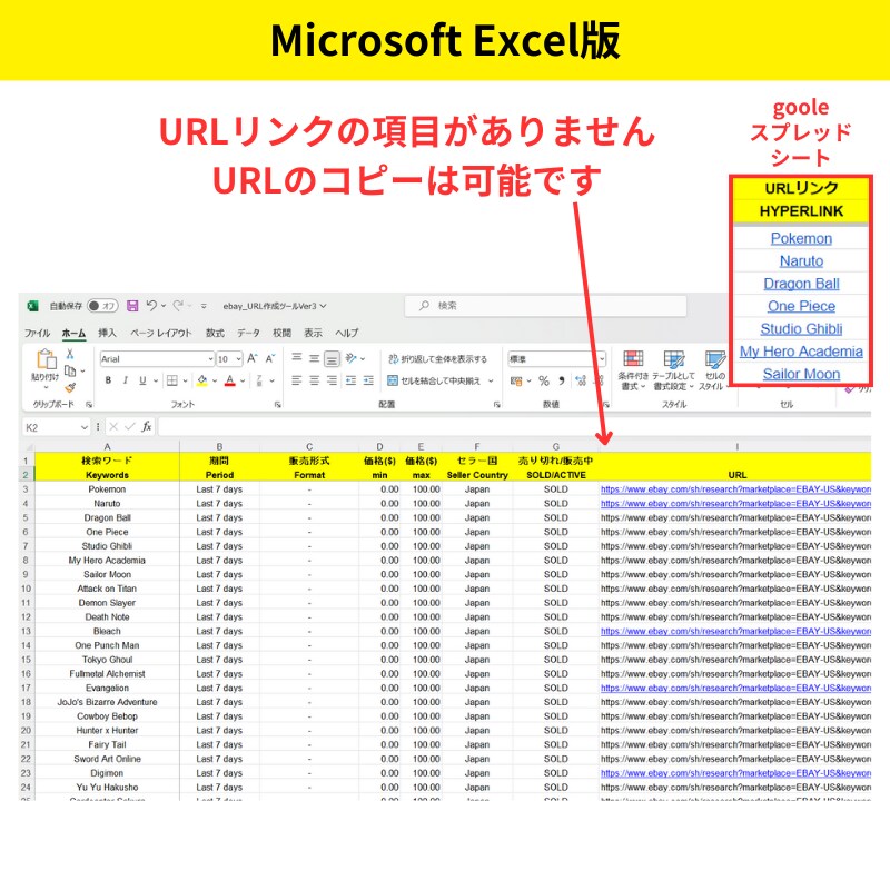効率的なebayテラピークURL作成ツール渡します 1800の検索ワード付きeBayテラピークURL作成ツール イメージ7