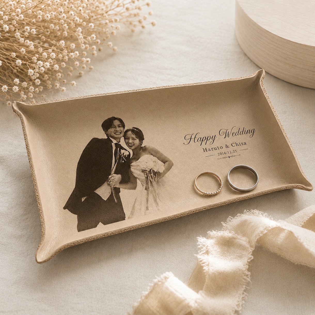 結婚祝い 写真入りレザートレイ作ります 結婚式後のプレゼント・両親贈呈品　ウェディングギフト イメージ2