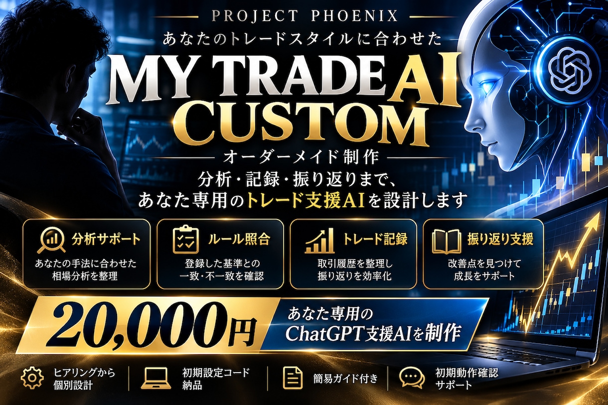 あなた専用のFX分析支援AIをオーダーメイドします 分析・記録・振り返りまで、あなたの手法に合わせたAIを設計 イメージ1