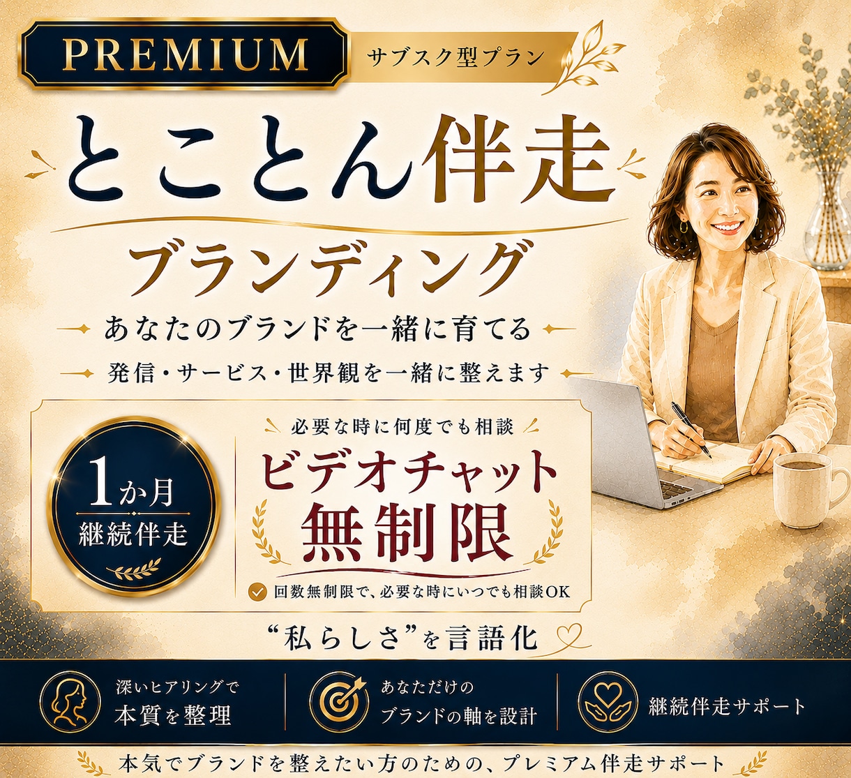 ブランド構築【プレミアム】｜本気で継続伴走します ひとりで迷う時間を、前進する力へ｜必要な時に何度でも相談OK イメージ1
