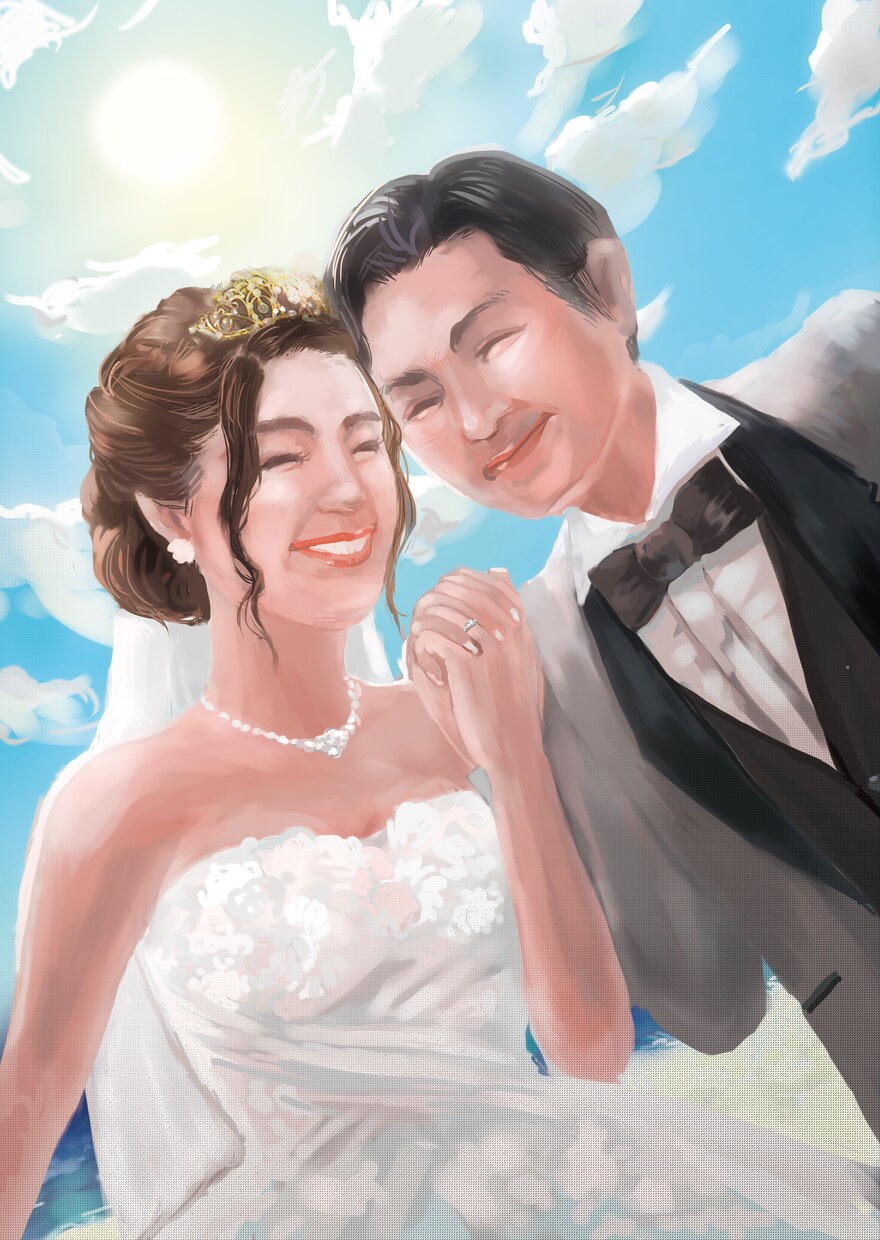 特徴的な似顔絵・デジタルイラスト描きます 新たな人生の門出に❤︎手作りウェディングに華を添えたい方へ！ イメージ3