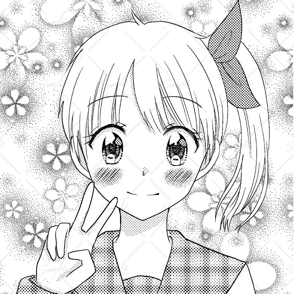 モノクロ少女漫画タッチイラスト（アイコン）描きます 二千円でモノクロ少女漫画タッチバストアップイラスト描きます イメージ3