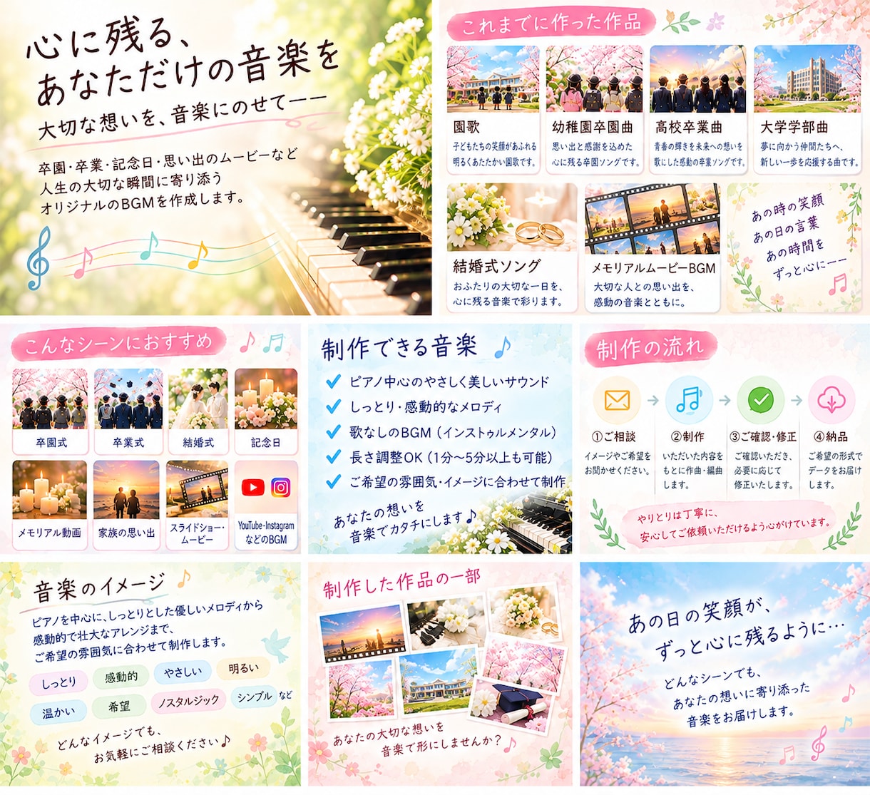 卒業・記念ムービーなどに♪心に残るBGMを作ります 感動のシーンを、心に響く音楽で彩ります♪ イメージ2