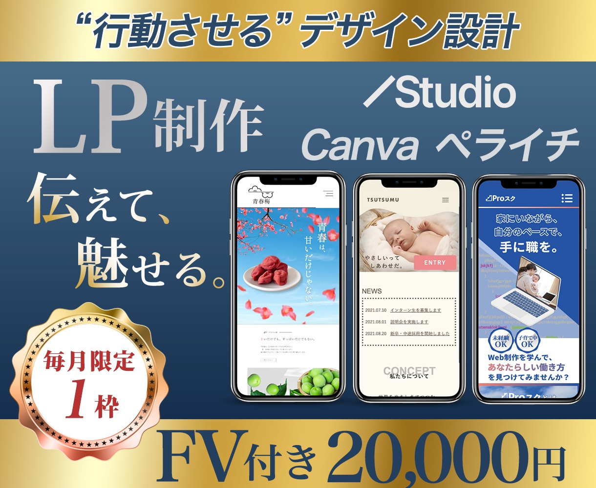 マーケ知識で目で見て頭に残るLPを制作いたします 毎月1名様限定のお得なプラン！FV無料プレゼント付き！ イメージ1