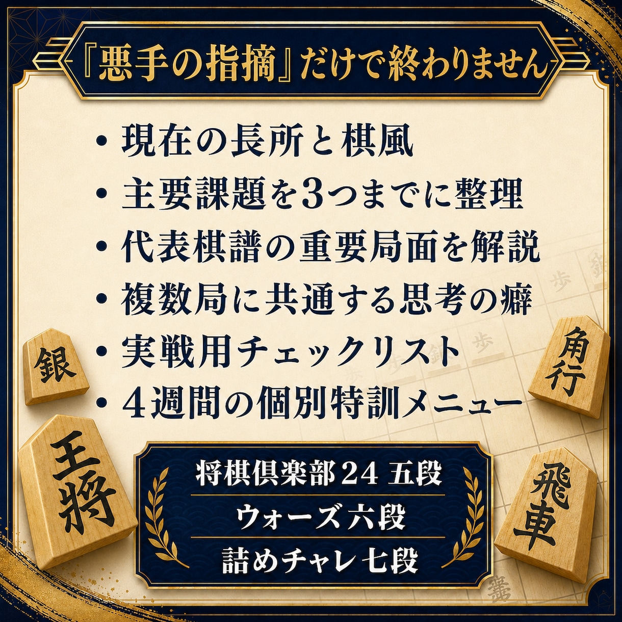 棋譜3局から初段に向けた課題を言語化します 24五段・ウォーズ六段・詰めチャレ七段｜弱点を練習へ変換 イメージ3