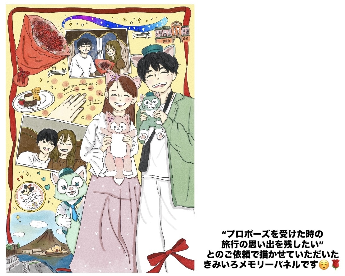 飾れるおしゃれな、似顔絵・思い出イラストを描きます 『きみいろメモリーパネル』(綺麗めバージョン)ご依頼ページ イメージ3