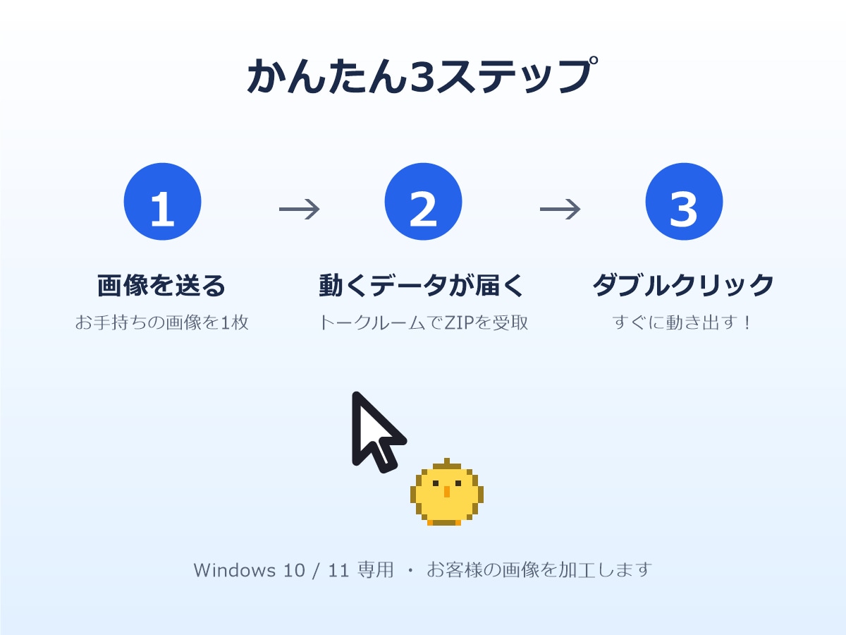 あなたの画像を設定不要の動くカーソルにします 画像を送るだけ。設定不要で動くマウスカーソルにします イメージ3