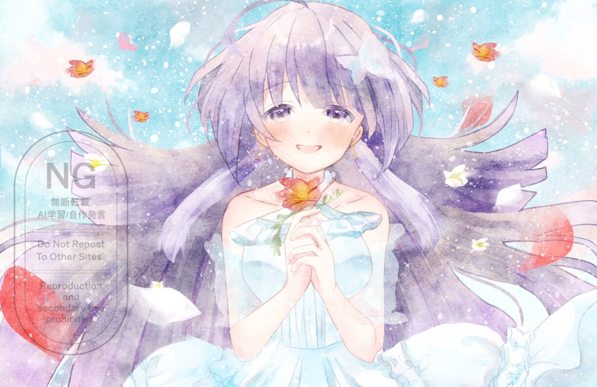 癒されるデジタル水彩画作成いたします 癒されるふんわりした可愛いの女の子描きます☆商用利用込み イメージ8