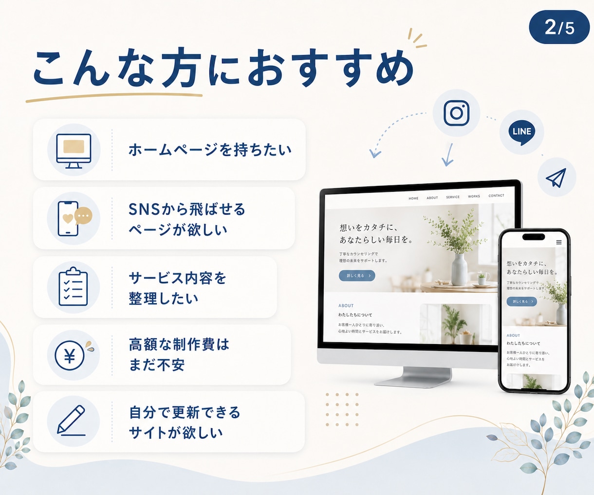 STUDIOで伝わるHP・LPを制作します 初めてのWeb集客をやさしく整えます イメージ2