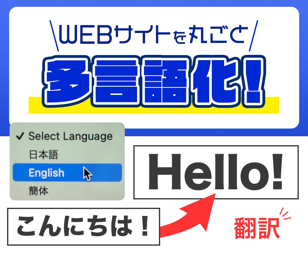 WEBサイトの多言語対応を格安で対応します テキスト翻訳、置換ツールの導入でサイト丸ごと多言語化！ イメージ1