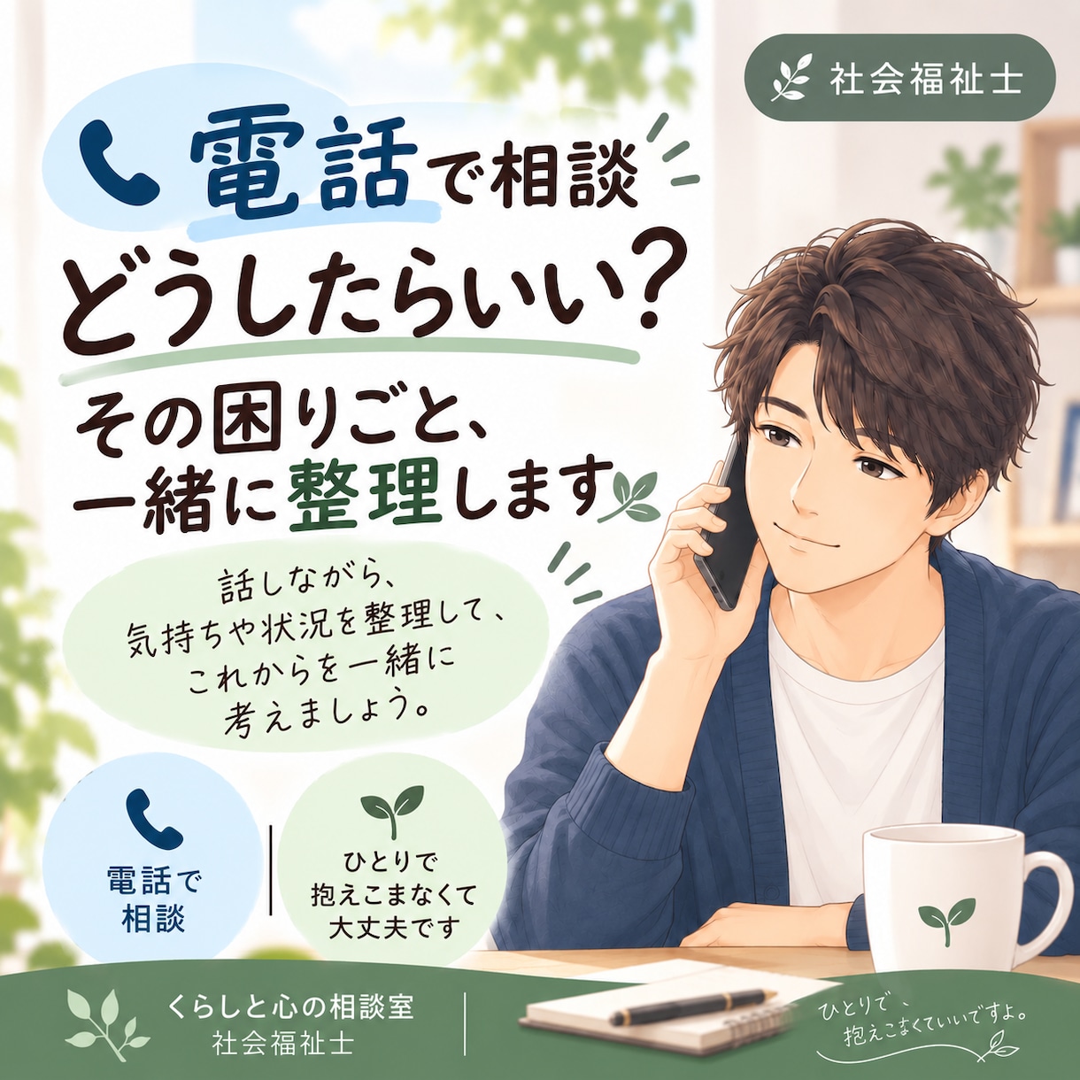 どうしたらいい？その困りごと一緒に整理します 話しながら気持ちや状況を整理して、これからを一緒に考えます イメージ1