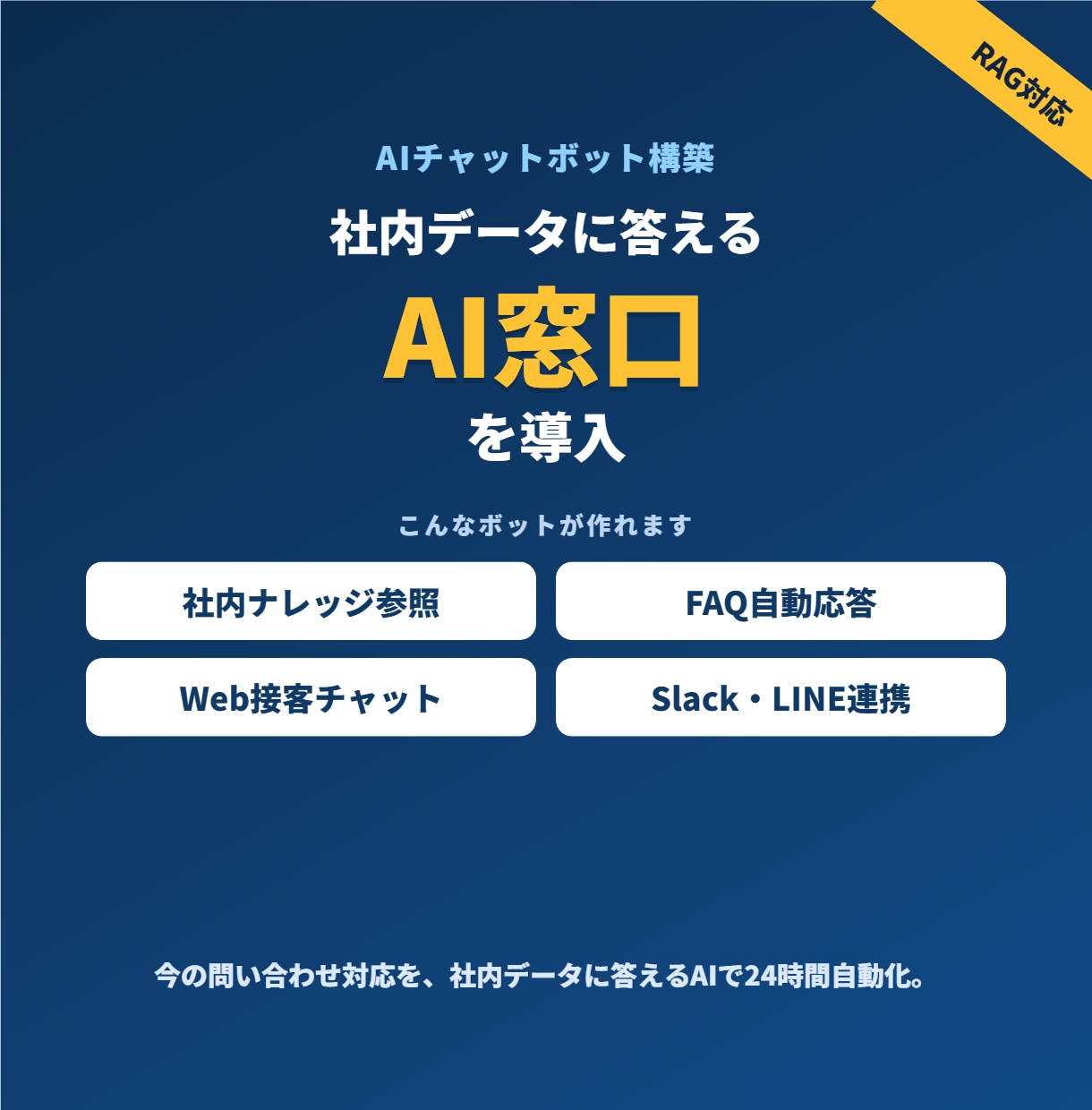 AIチャットボットで問い合わせを自動化します 社内データに答えるAI窓口を、後付けで導入できます イメージ1