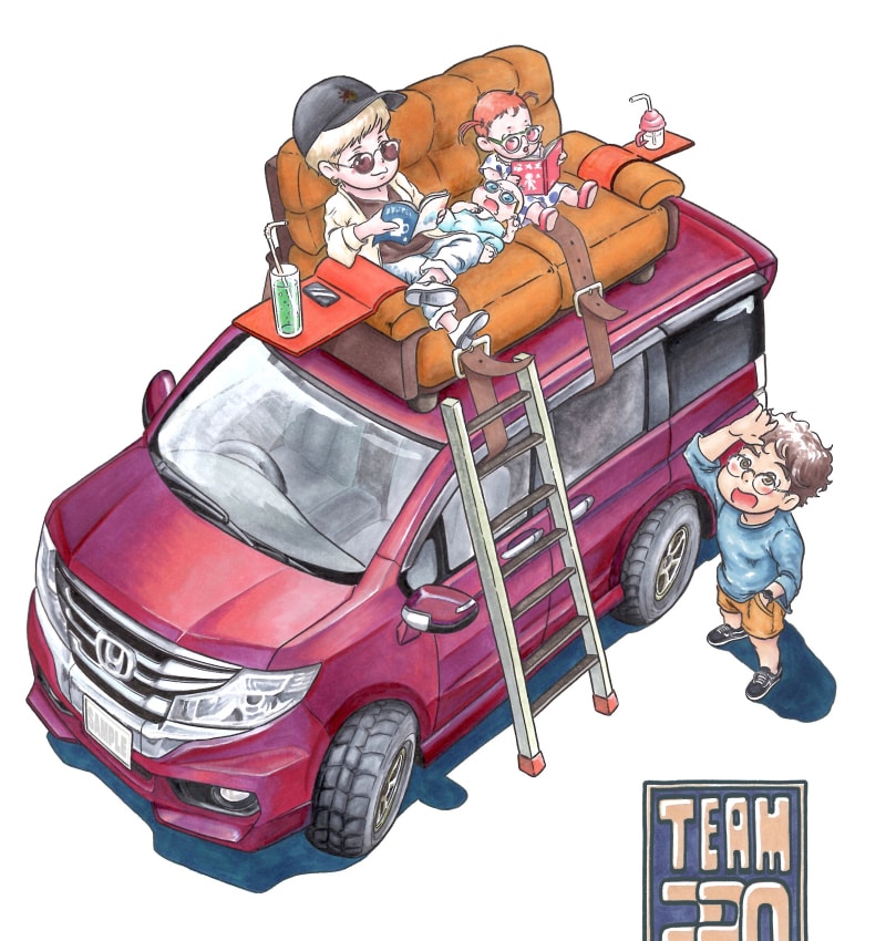 愛車や似顔絵アナログイラスト作成 原画郵送致します 【記念品やプレゼントに】車やご家族のオリジナル画作成します イメージ7