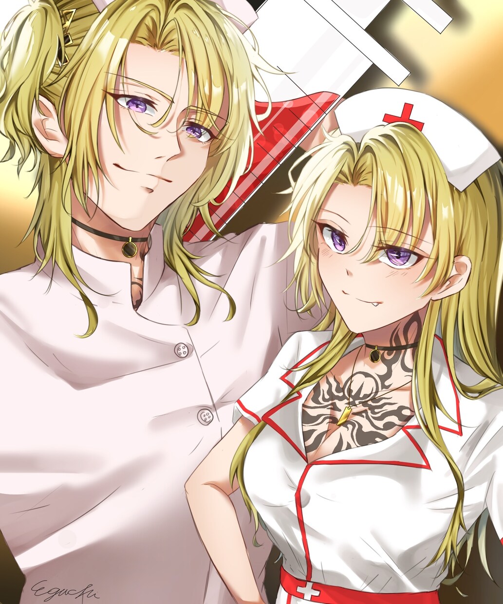 かっこいい男性、かわいい女性を一枚絵で描きます ソシャゲ風の塗り•タッチで描きます！ イメージ8