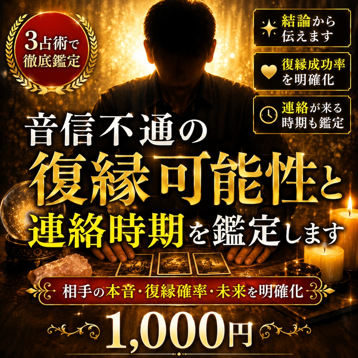 音信不通の復縁可能性と連絡時期を鑑定します 相手の本音・復縁確率・未来を明確化 イメージ1