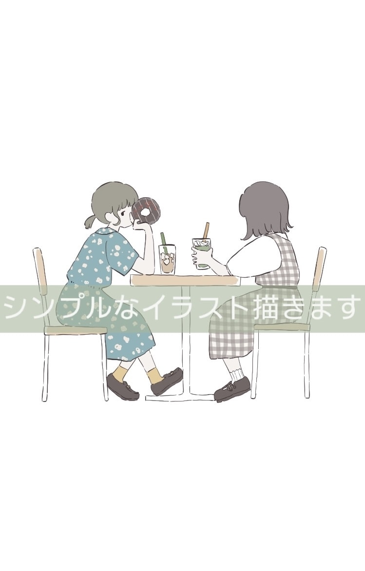顔を隠すシンプルなイラスト描きます ◎シンプルおしゃれなイラストです◎顔ありも可◎ イメージ1