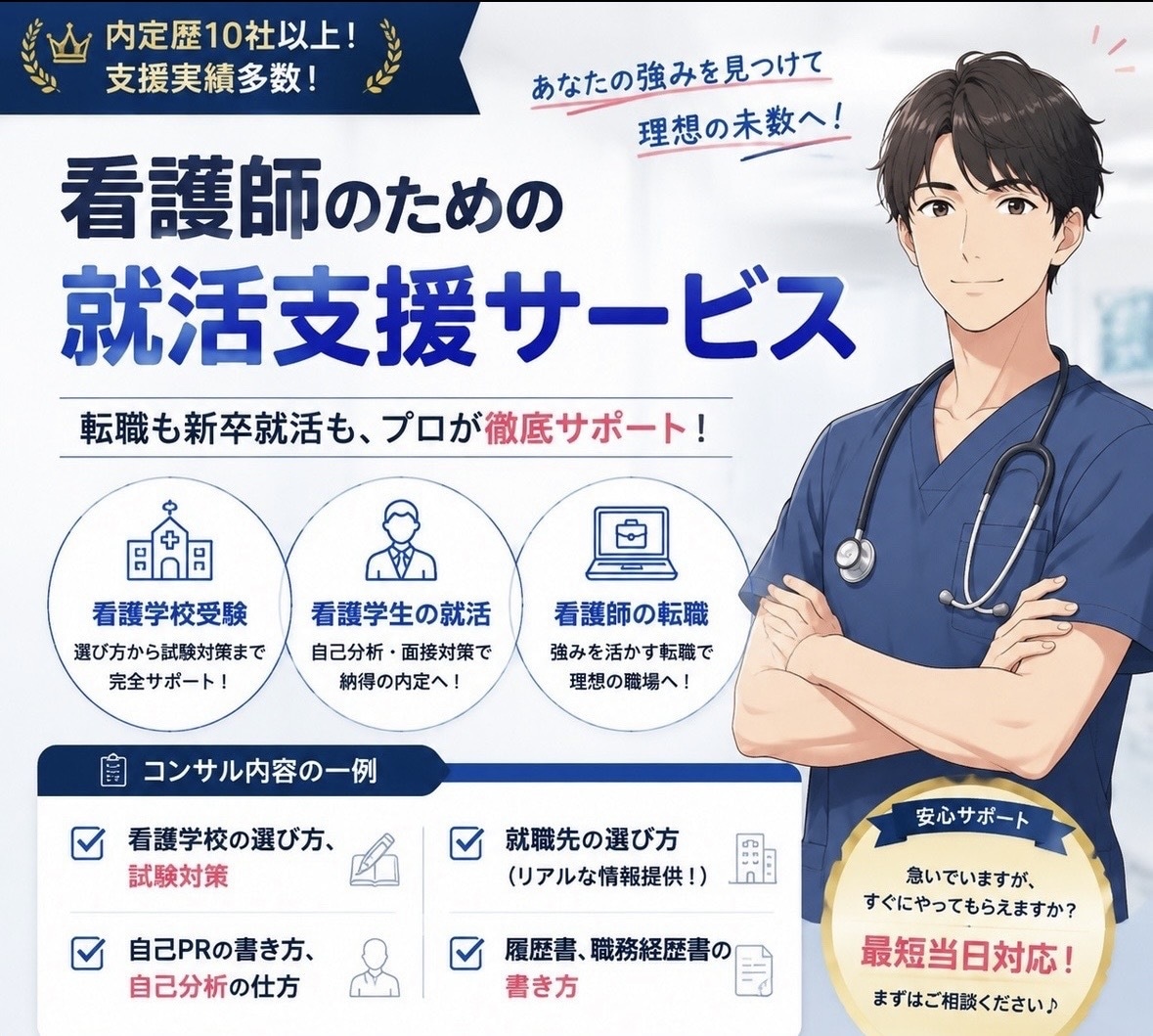 看護師・看護学生限定！面接対策・履歴書支援します 【面接落ちた事なし！指導実績50名以上！】現役13年目看護師 イメージ1