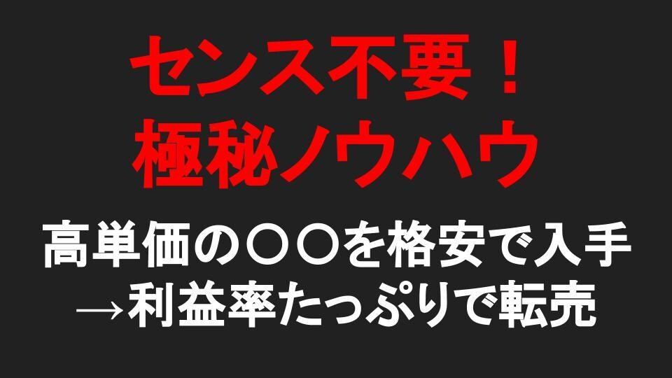 脅威の利益率！極秘の仕入れノウハウ教えます センスやコツは不要！仕入れも発送もラクラクな「ウラワザ」転売 イメージ1