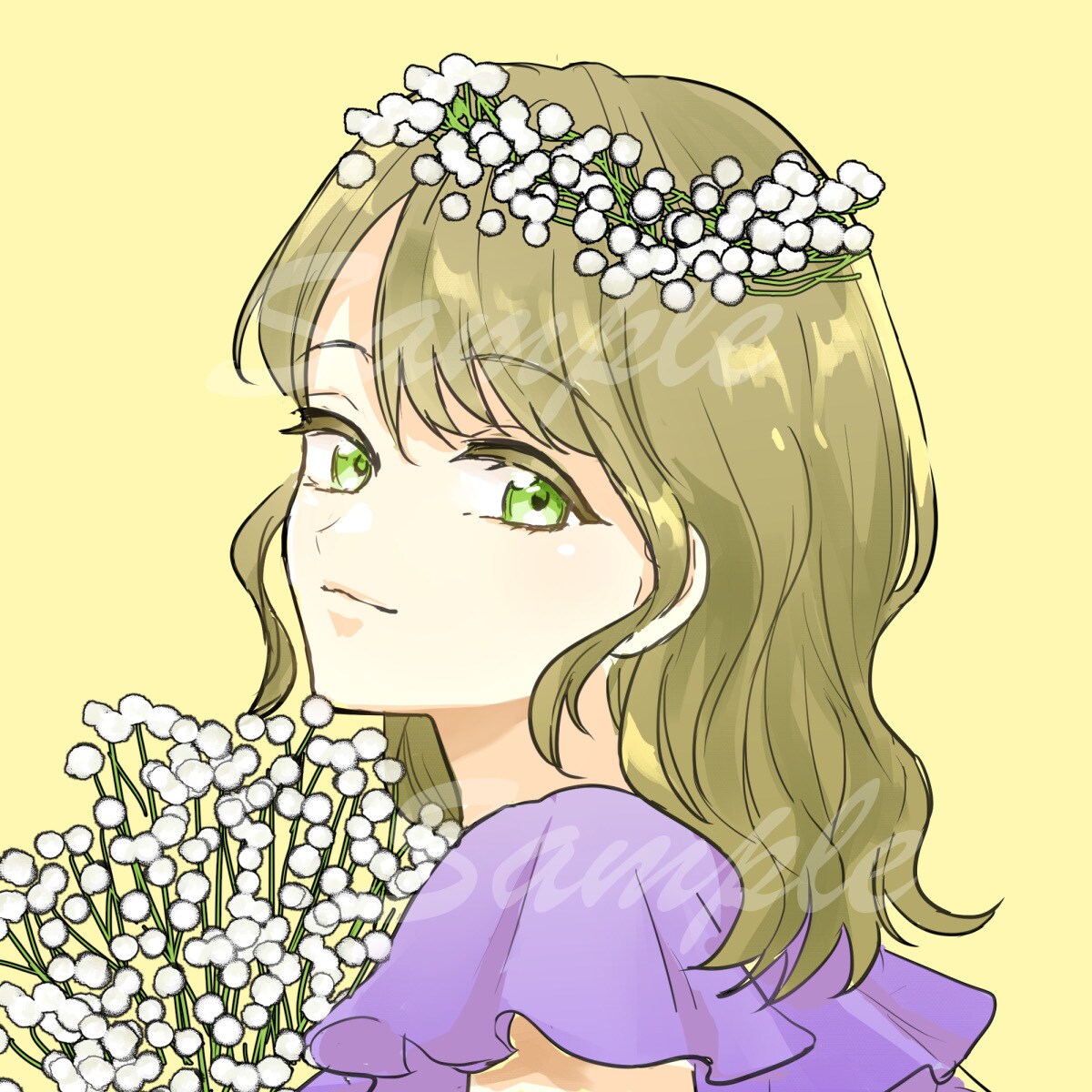 SNSアイコン向け＊ふんわり女の子×お花描きます ご要望に合わせて、女の子とお花のアイコンをお描きします！ イメージ2