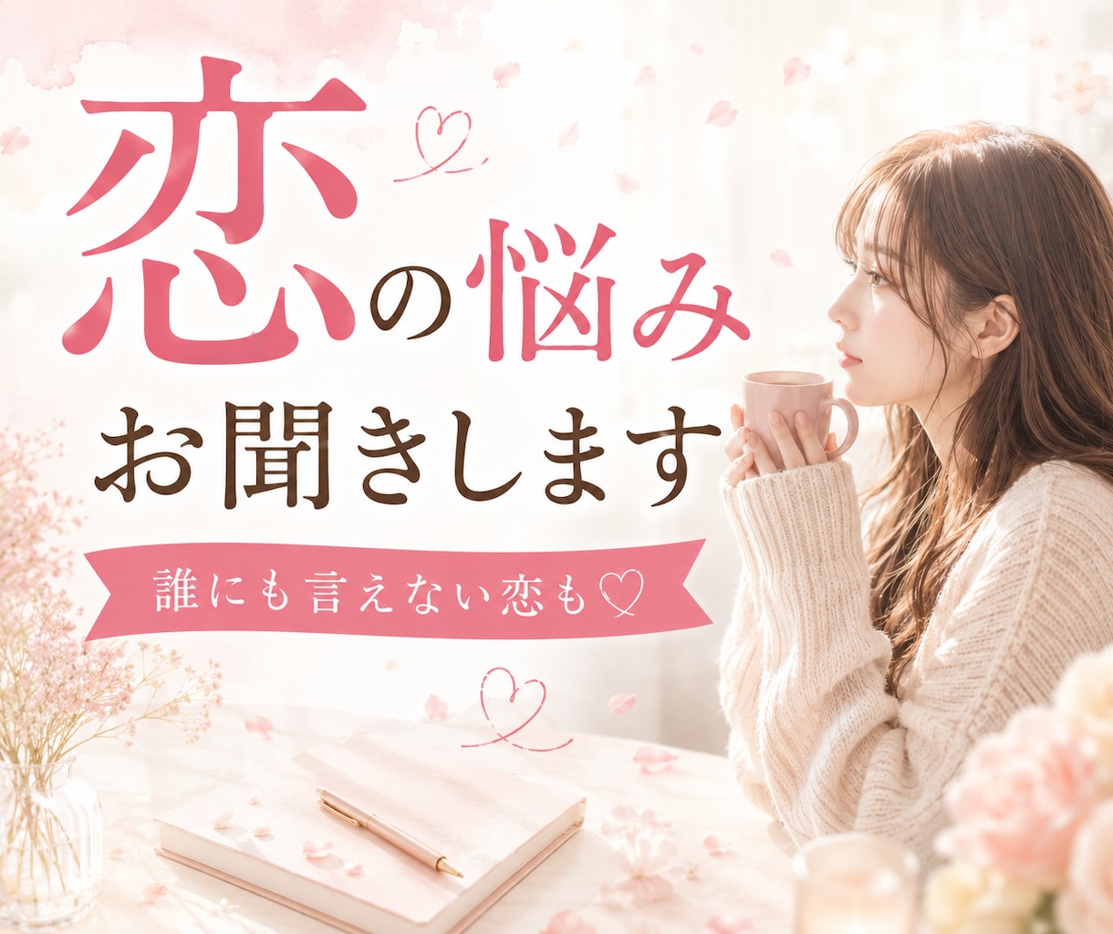 恋の悩み、誰にも言えない気持ちをお聞きします 片思い、遠距離、不倫、同性愛、結婚前後の悩みや不安 イメージ1
