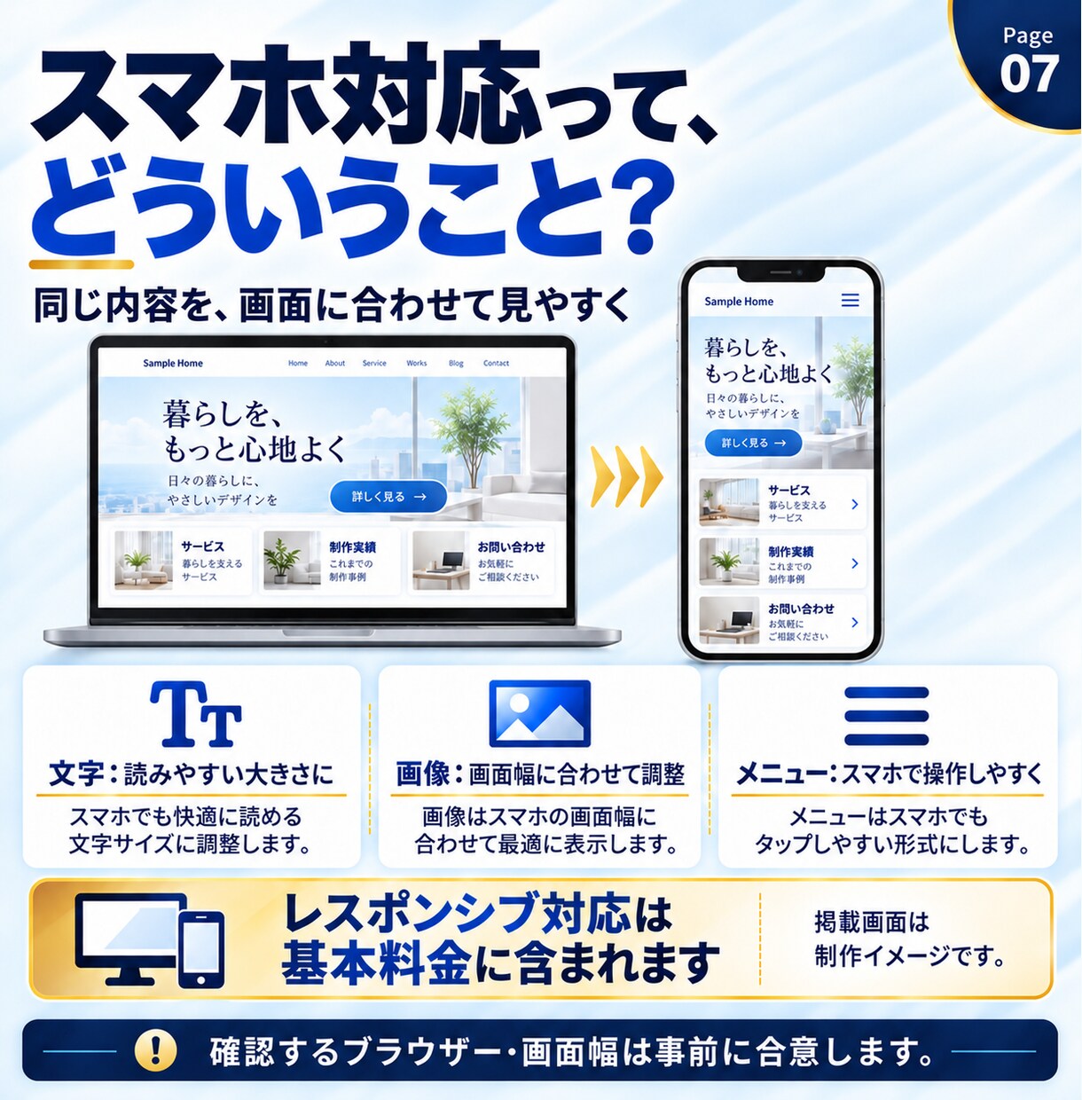 会社・店舗のスマホ対応ホームページを制作します 最大5ページ・料金と納品内容を先に確認できる制作 イメージ7