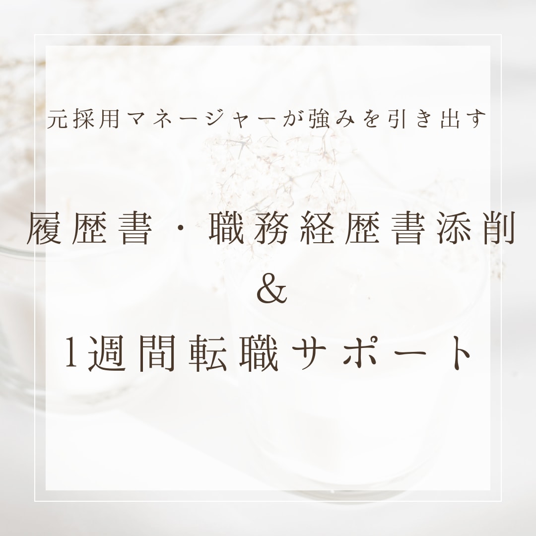 強みがわかる！履歴書添削＆１週間転職サポートします 年間500件以上選考した元採用マネージャーが企業目線で添削 イメージ1