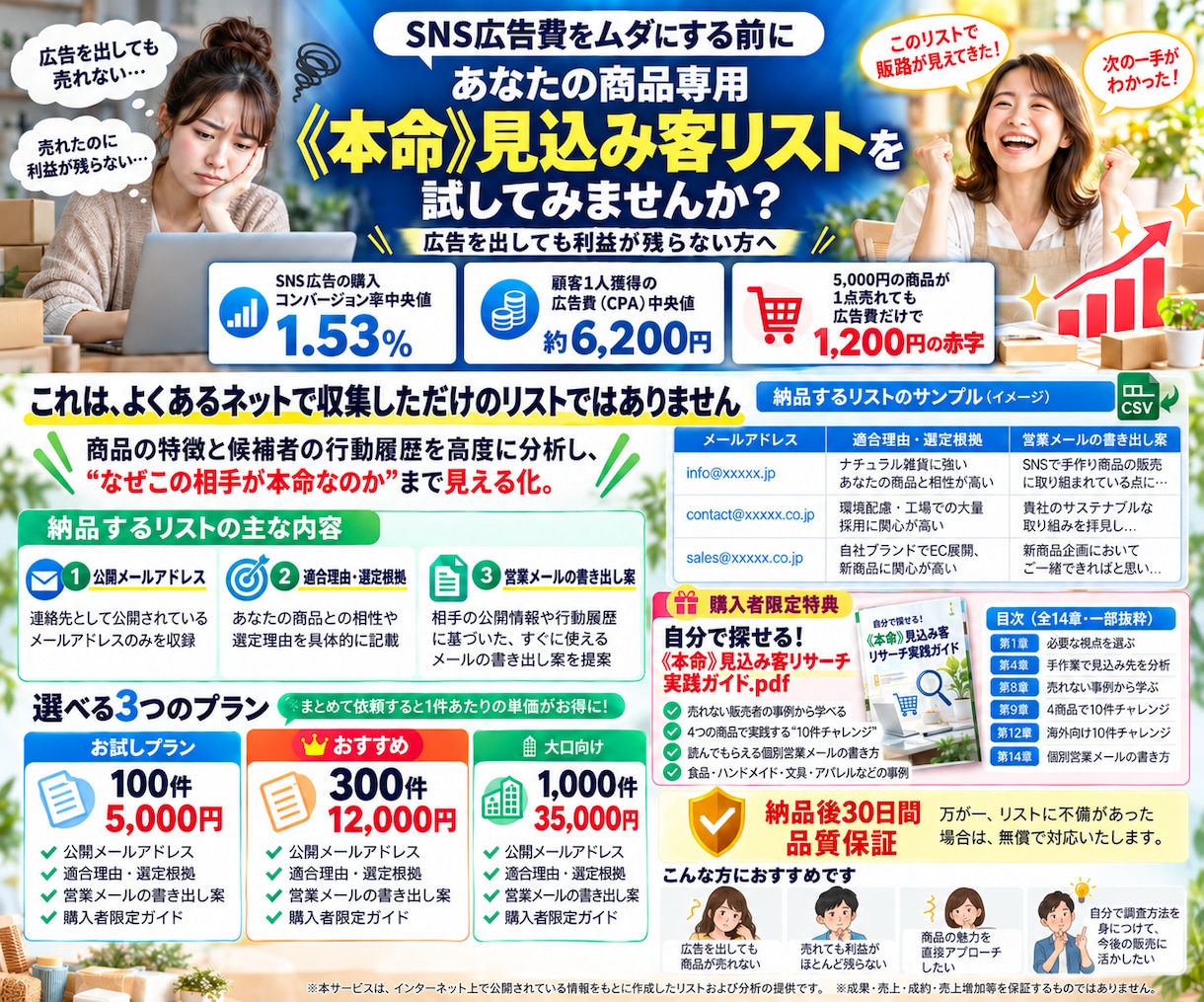 商品が売れずに悩む方必見！本命の見込み客を探します あなたの商品が売れそうな相手を徹底分析！公開メール・根拠付き イメージ1