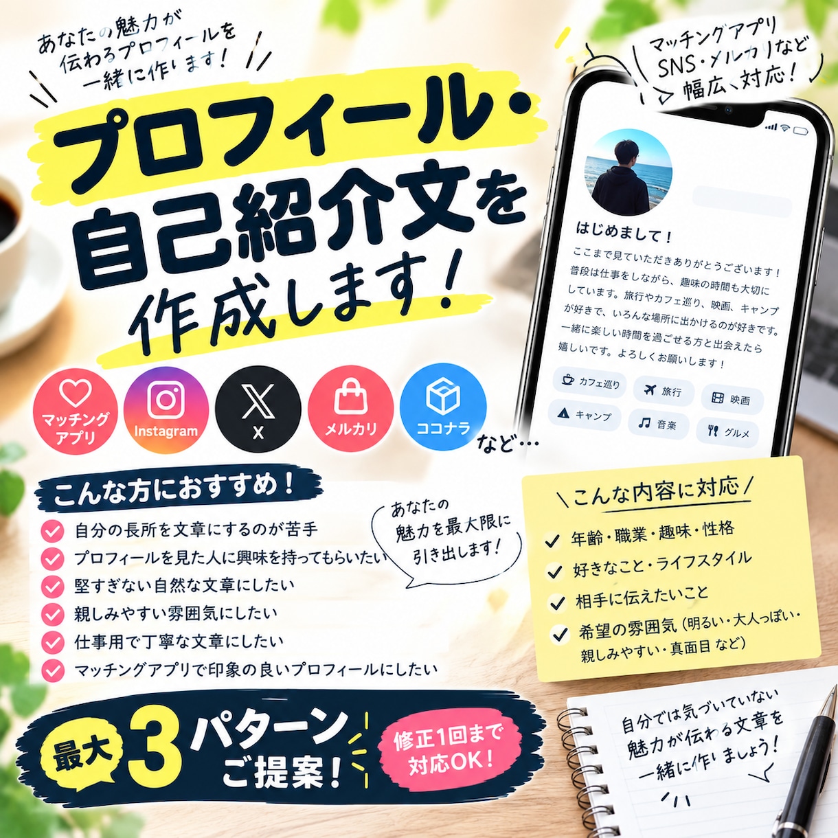 プロフィール・自己紹介文を作成します あなたの魅力が伝わるプロフィールを作ります イメージ1