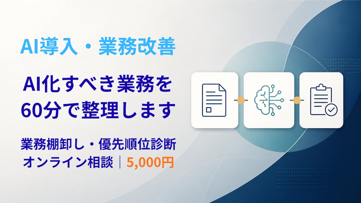 60分でAI化すべき業務を1つ決めます 業務棚卸しから優先順位・最初の一手まで整理 イメージ1