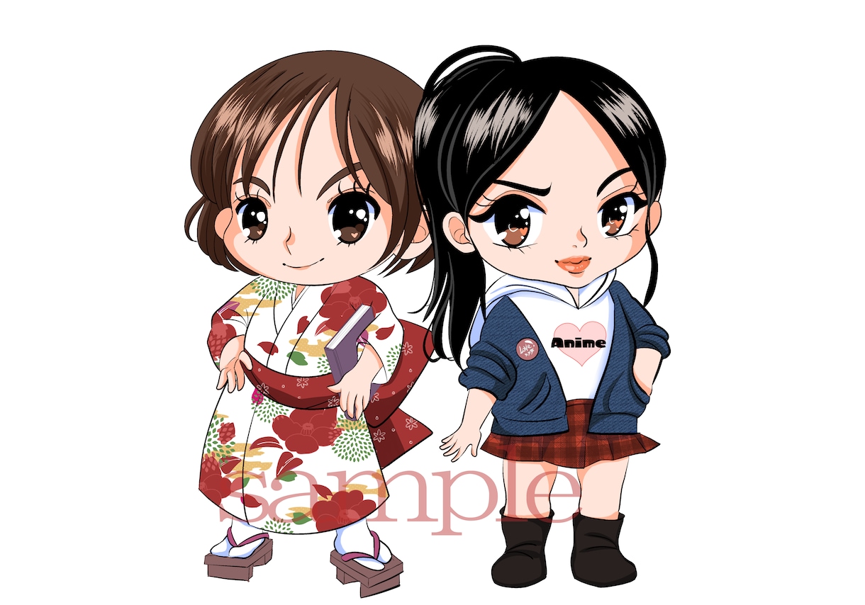 商用利用OK！あなたを「ちび」キャラクターにします SDキャラや似顔絵などなんでもお任せください。 イメージ2