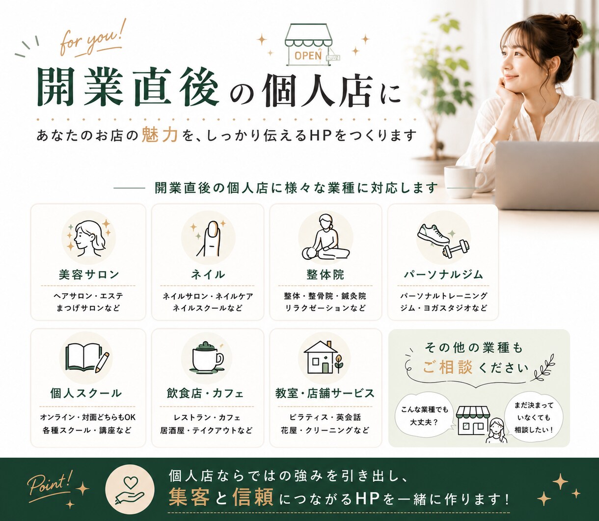 初めてでも安心！開業直後の個人店HPを制作します 原稿整理・予約導線・独自ドメイン接続までまるごとサポート イメージ6