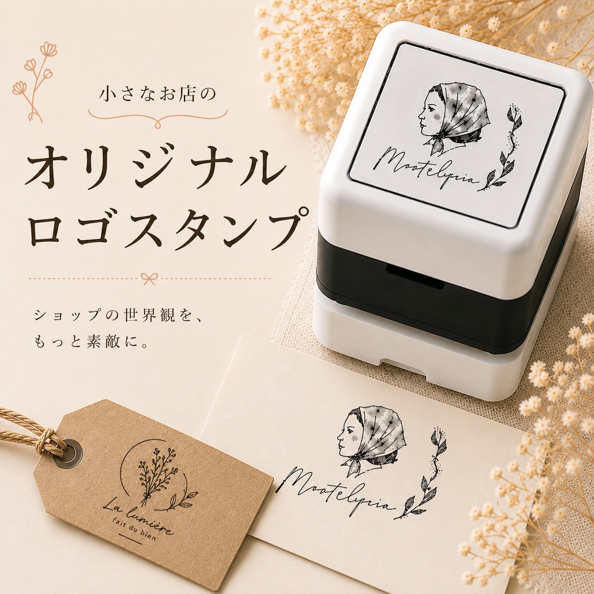 あなたのロゴでオリジナルスタンプ作ります 1秒で乾く！ 発送物やタグにポンと押すだけ！ イメージ1