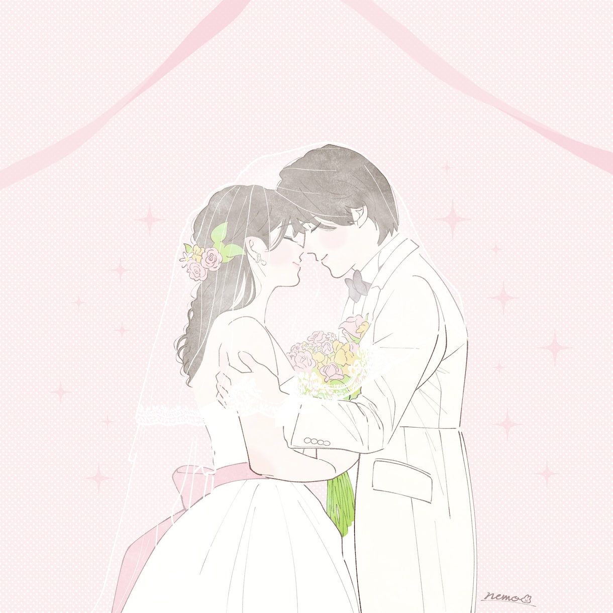 思い出をイラストに♡ふんわりかわいい似顔絵描きます ウェディング装飾やSNSアイコン、プレゼントにおすすめです♩ イメージ2