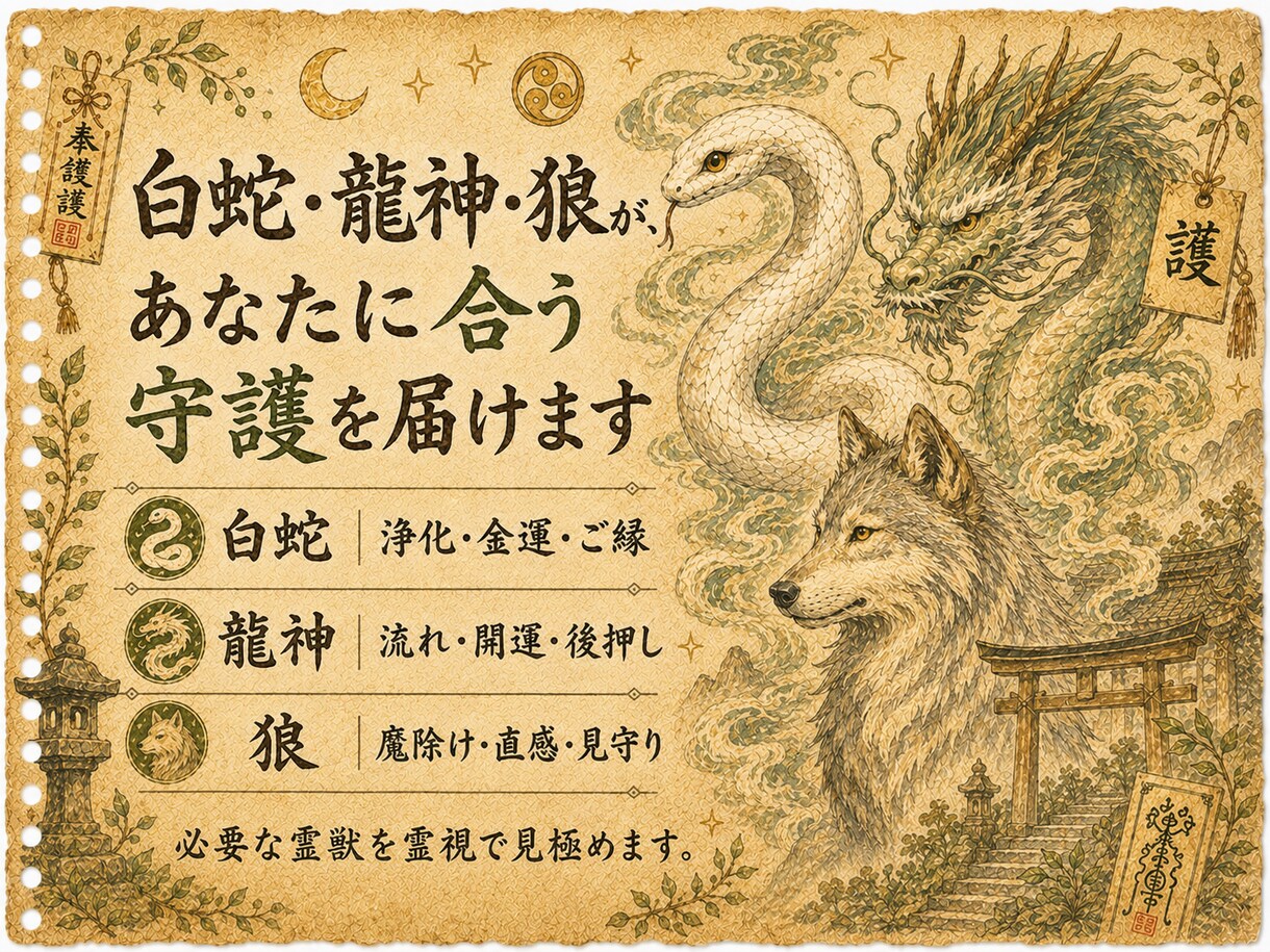 白蛇・龍神・狼｜守護霊獣を飛ばして守護します そばで守る神獣の姿と意味を届けます イメージ4