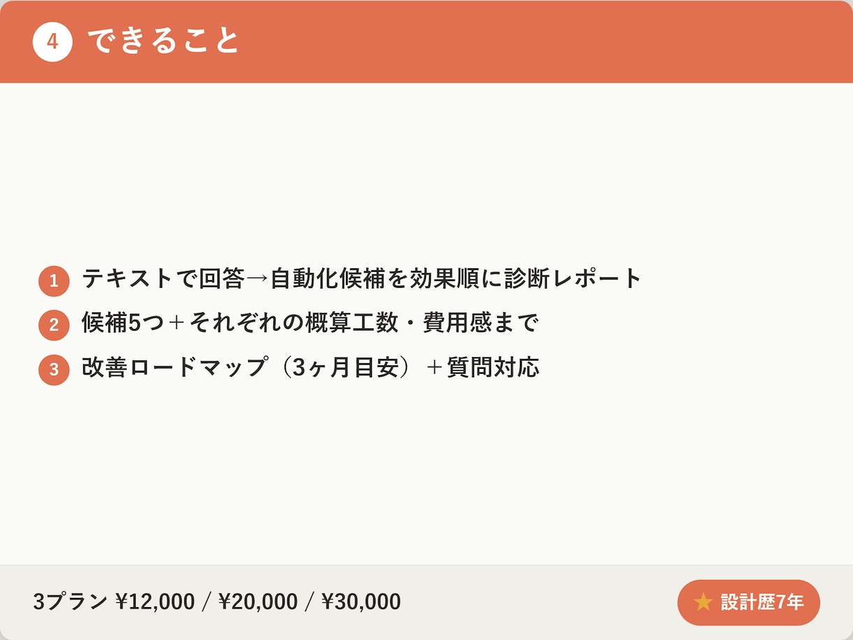 AIで自動化できる業務を診断します どこを直すと一番効くか、７年の設計視点で優先順位を整理 イメージ4