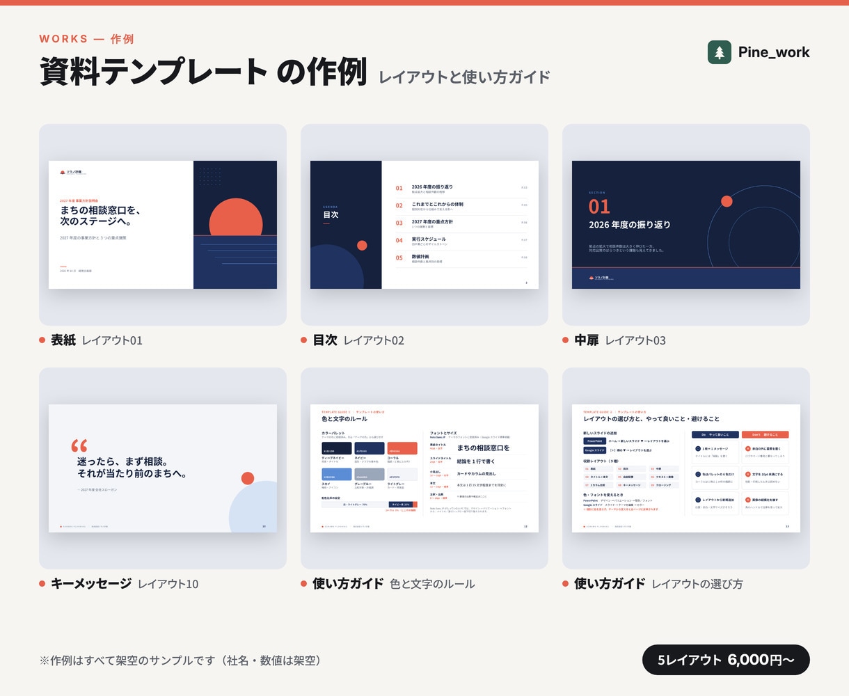 パワポ・Googleスライドのテンプレを作ります 5レイアウト6,000円。誰が作っても資料がそろう イメージ2