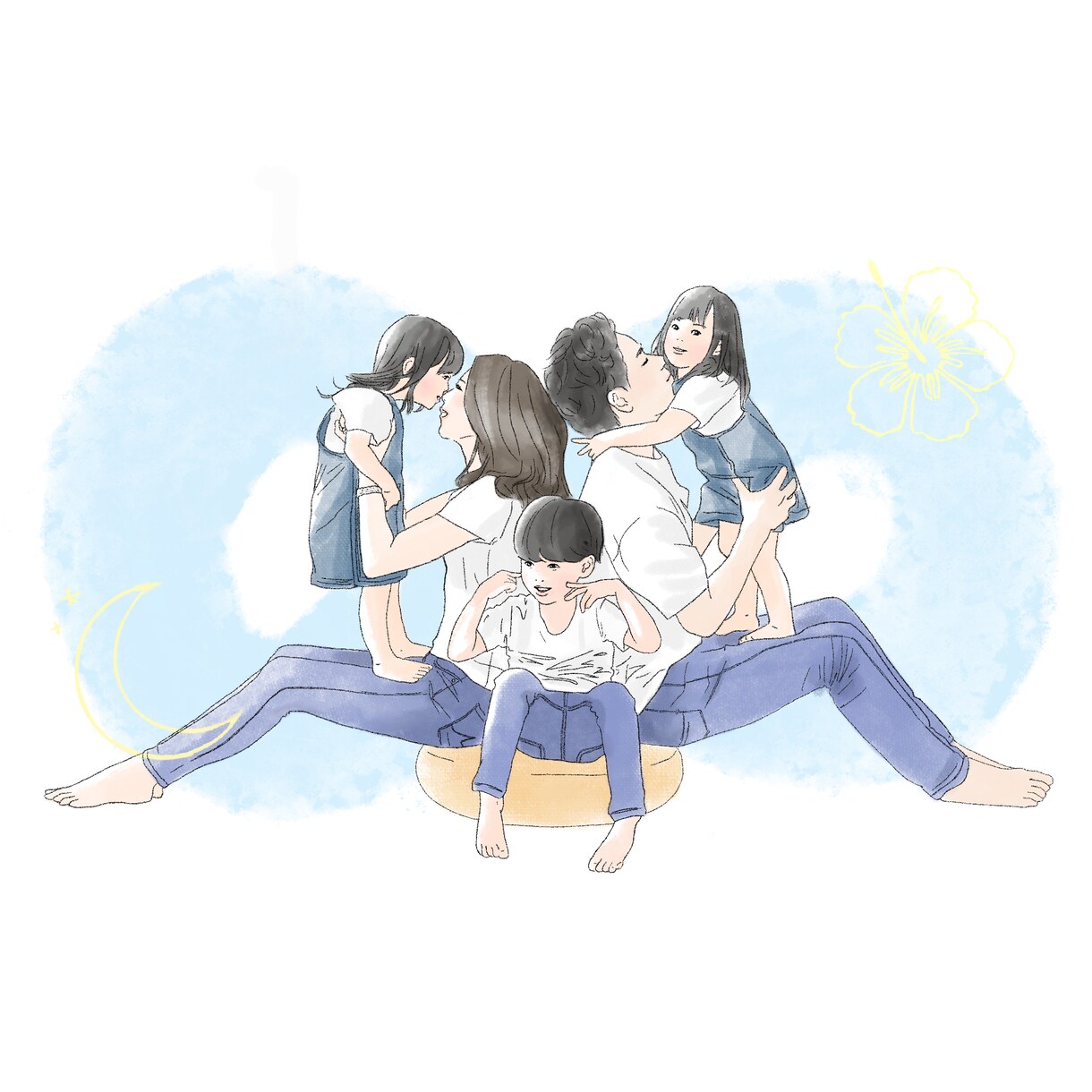 水彩画風＊優しく可愛い似顔絵をお届けします ウェディングや家族記念に。プレゼントにも！ペットも歓迎です イメージ7