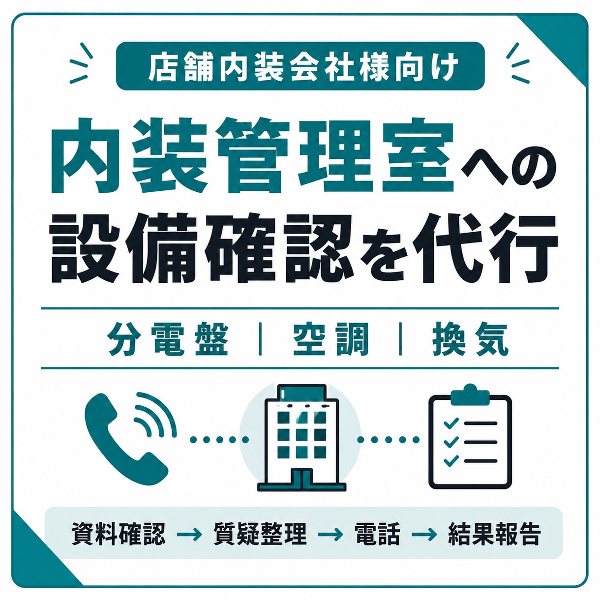 内装管理室への設備確認を代行します 分電盤・空調・換気を理解して確認電話します イメージ1
