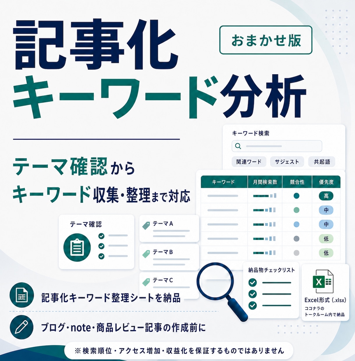 記事化キーワード分析を代行します テーマ確認からキーワード収集まで対応 イメージ1