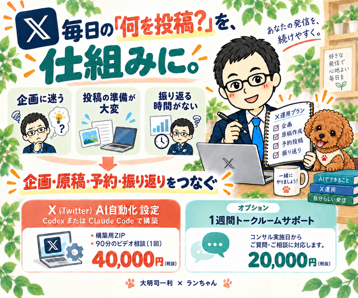 X(Twitter)のAI自動投稿を構築します Codex／Claude Code対応｜90分導入支援 イメージ2