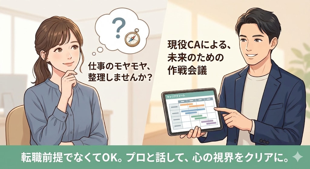 転職前提じゃない。「今の仕事」モヤモヤ相談のります プロの視点で現状を整理。どうするべきか、本音で診断します。 イメージ1