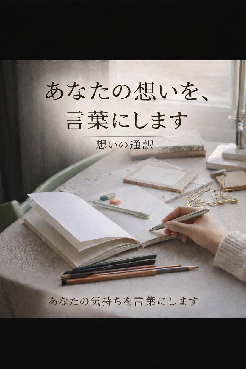 言葉にできない想いを貴方の言葉で整えます あなたの中にある想いを伝わる形にします。 イメージ1