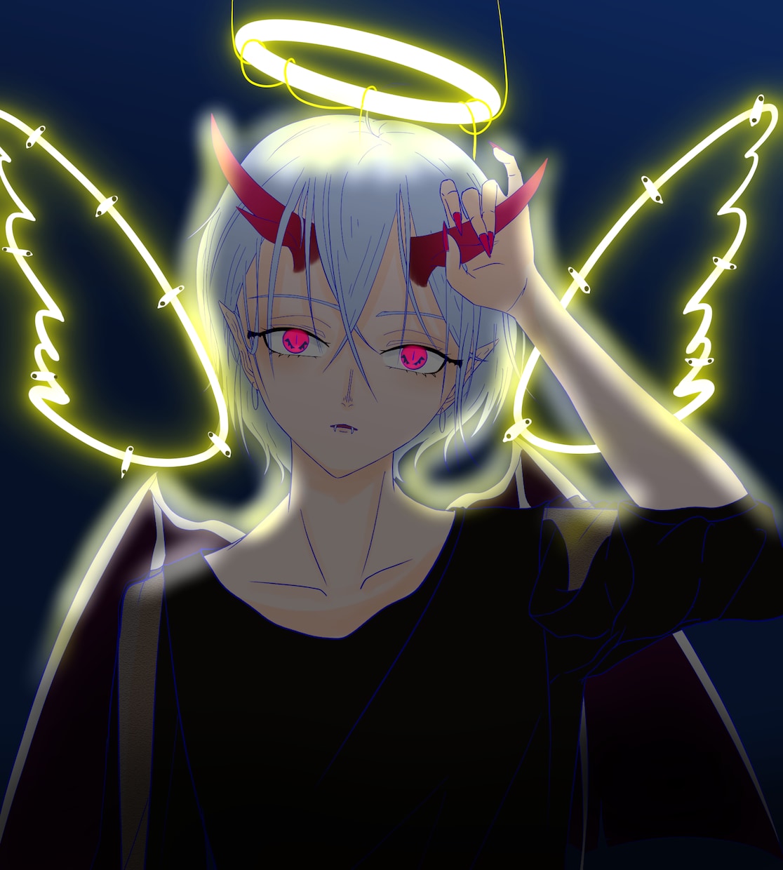 SNSのアイコン/ヘッダー等お描きします 黒とピンクを使ったちょっとダークな雰囲気が得意です。 イメージ3