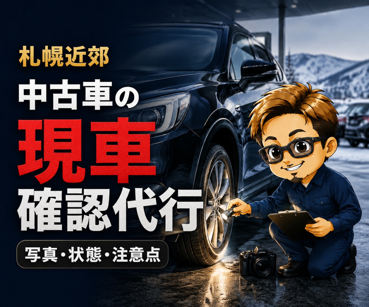 北海道内、札幌近郊で中古車の現車確認を代行します 現役中古車販売店が写真付きで状態と注意点を確認 イメージ1