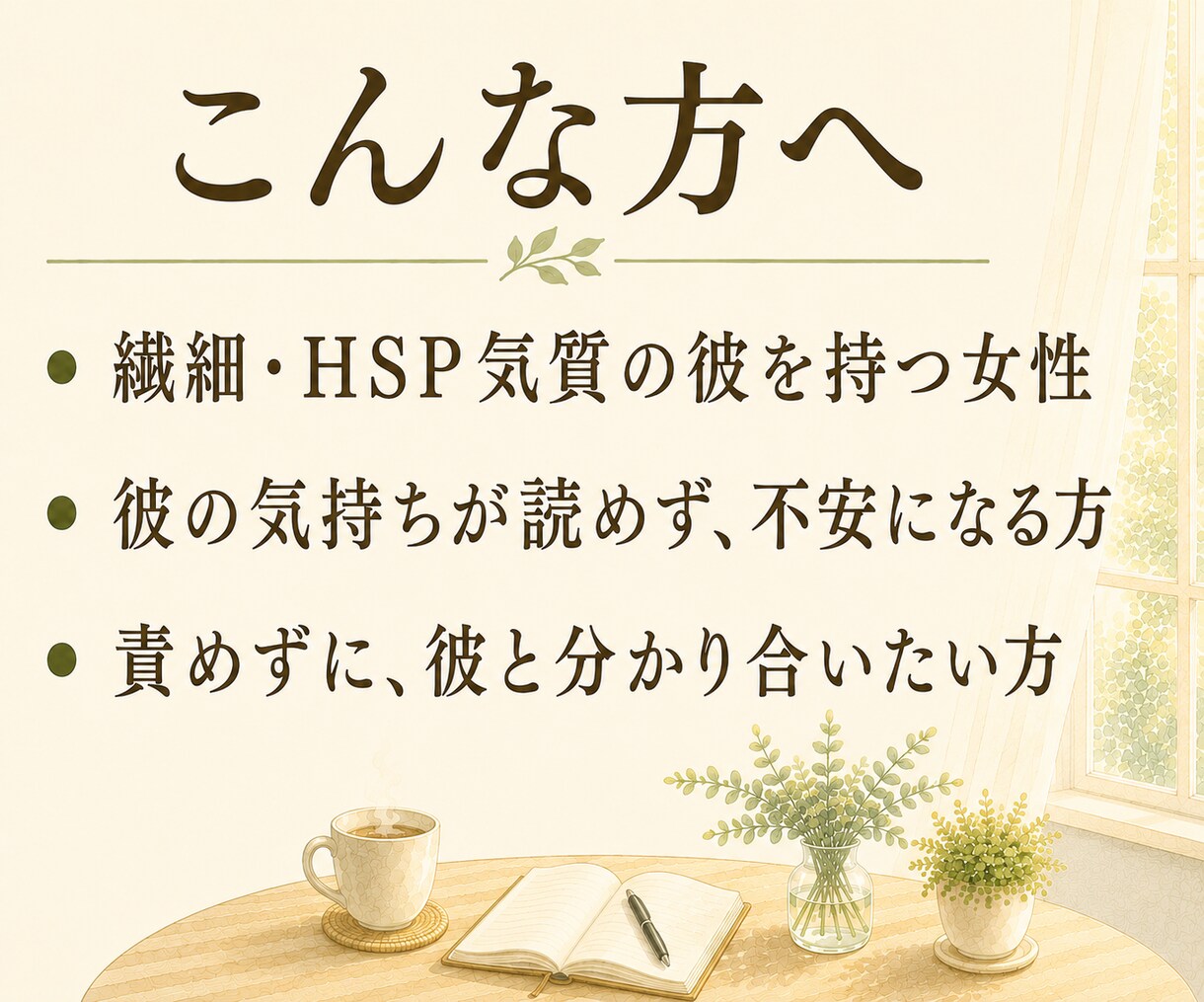 繊細彼氏の気持ち、HSP男子が翻訳します 彼の沈黙や本音、HSP当事者の僕が一緒に紐解きます イメージ2